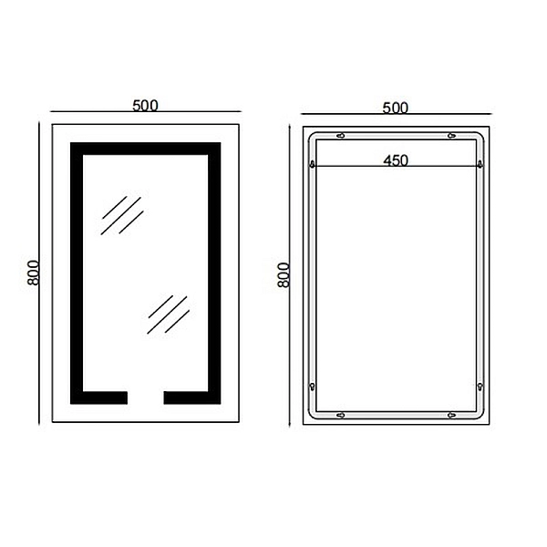 Дзеркало Mixxus HARD MR06-50x80-CASE з Led Touch, Anti-fog, димером, регулятором яскравості, годинником (MI6657) - Фото - 6