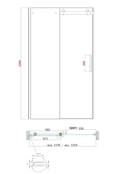 Двері в нішу Koer SR SD01-120x200-TR-01 прозоре скло Easy Clean 8мм, хром (KR5376) - Фото - 18