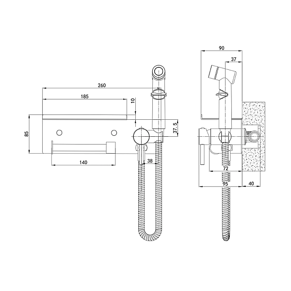 Змішувач для гігієнічного душу Mixxus Premium HANS 069 з тримачем для туалетного паперу (MI6785) - Фото - 2