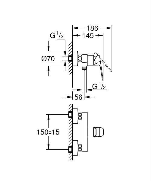 Одноважільний змішувач для душу Grohe Cubeo (1018240000) - Фото - 2