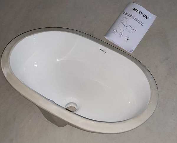 Раковина врізна під стільницю MIXXUS PREMIUM ELLIPSE-1701 570х385х205mm з переливом (MP6566) - Фото - 7