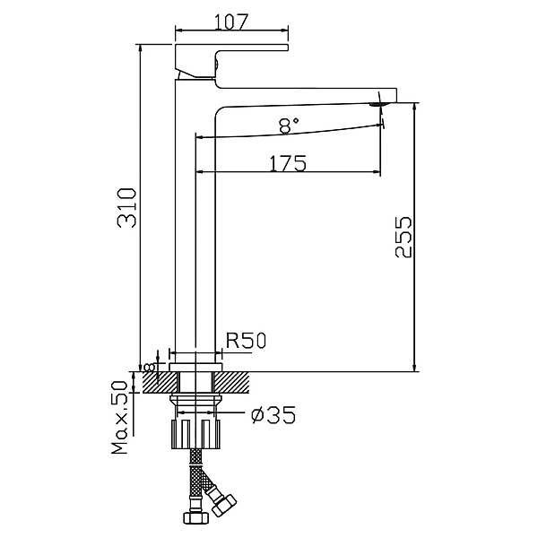 Змішувач для умивальника Haiba Kant 001 HIGH (HB9601) - Фото - 5