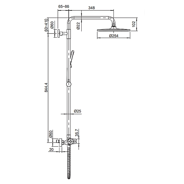 Душова колона з термостатичним змішувачем Koer KB-55014-05 (Колір чорний) (KR4733) - Фото - 2