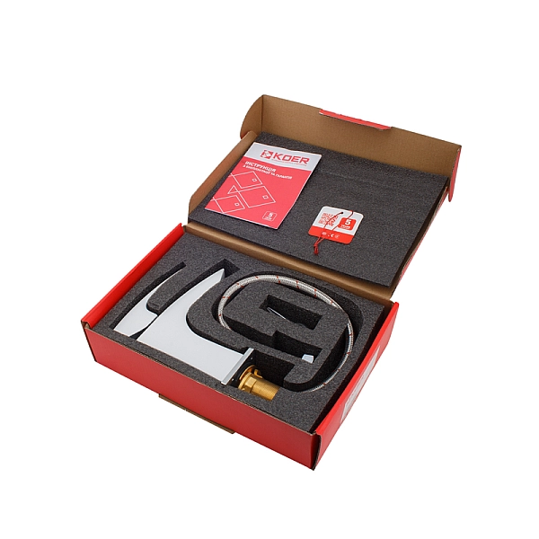 Змішувач для умивальника Koer KB-10007-04 (Колір хром+білий) (KR5149) - Фото - 6