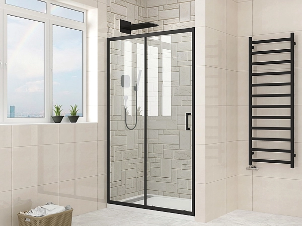 Двері в нішу Mixxus Premium DIVERSE SD01-120x185-TR Black прозоре скло 5мм (MI6877) - Фото - 3