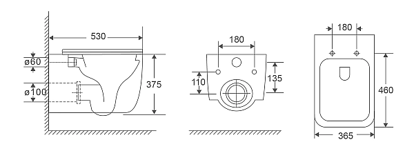 Унітаз підвісний Mixxus Premium DIVERSE-0301-T1 BLACK 530х365х373mm, система змиву TORNADO 1.0 (MP6600) - Фото - 2