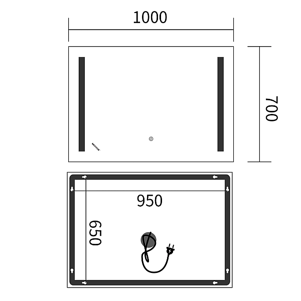 Дзеркало Mixxus Premium LINES MR18-100x70-Reverse з Led Touch, Anti-fog, димером, регулятором яскравості (MP6627) - Фото - 11