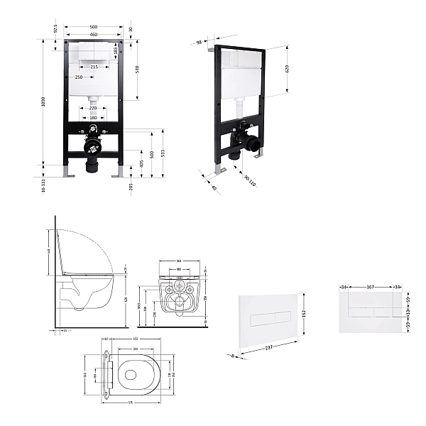 Готове рішення Qtap для ванної кімнати: підвісний унітаз Taurus Ultra Quiet 515x360x350 + комплект інсталяції Standard (лінійна клавіша White) - Фото - 2
