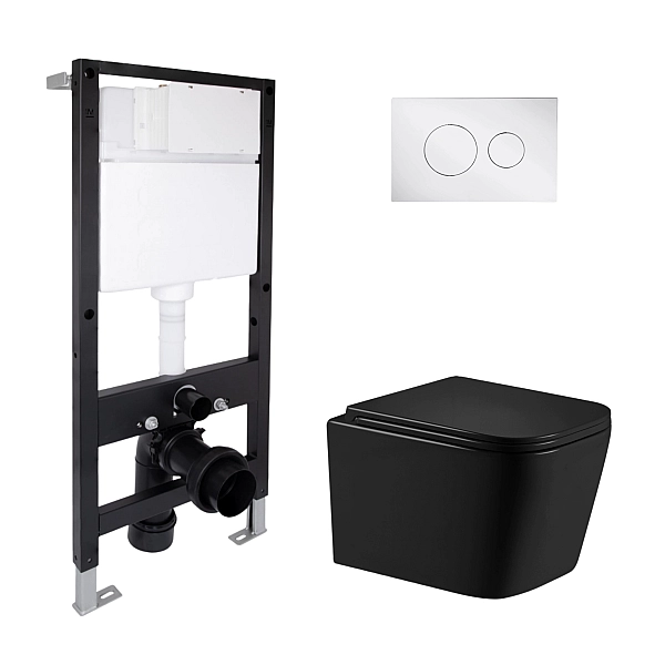 Готове рішення Qtap для ванної кімнати: підвісний унітаз Crow Ultra Quiet 485x340x290 + комплект інсталяції Standard (кругла клавіша Chrome)