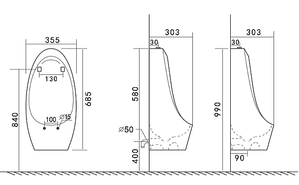 Пісуар підвісний Mixxus Premium BEVEL-1004 340x305x685mm з краном для пісуара (MP6663) - Фото - 9