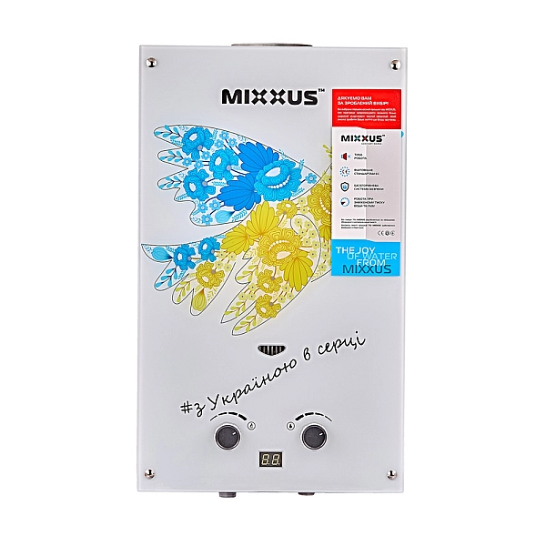 Газова колонка MIXXUS GWH-0610 BASIC GLASS димохідна 10 л/хв (панель зі скла з малюнком) (WH0027) - Фото - 4