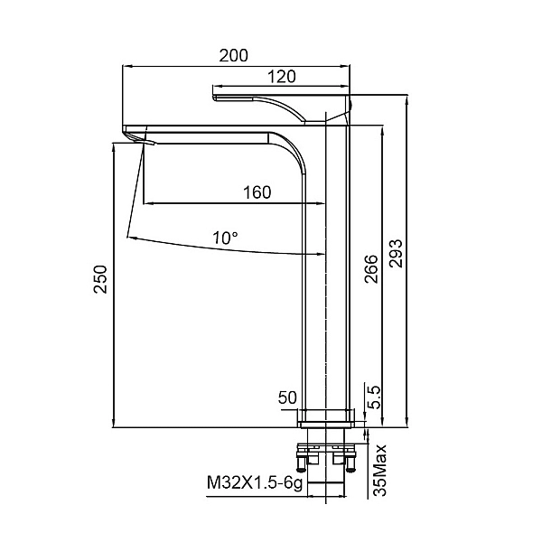 Змішувач для умивальника Koer KB-11010-01 високий (Колір хром) (KR3482) - Фото - 4