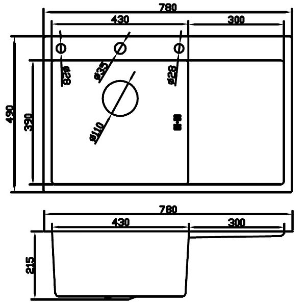 Мийка з нержавіючої сталі MIXXUS MH7849L NANO-BLACK (3.0/0.8) колір графіт (MI7049) - Фото - 2