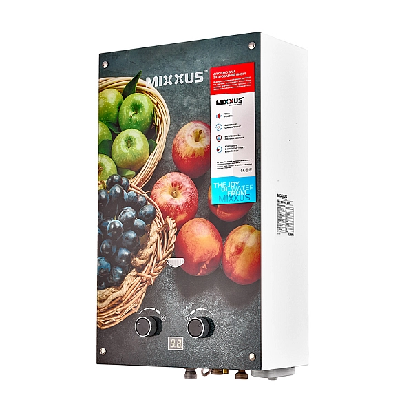 Газова колонка MIXXUS GWH-0310 BASIC GLASS димохідна 10 л/хв (панель зі скла з малюнком) (WH0024) - Фото - 2