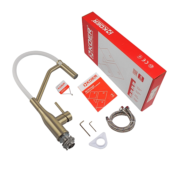 Змішувач для кухні Koer KI-70026-12 з білим силіконовим виливом (KR5212) - Фото - 3