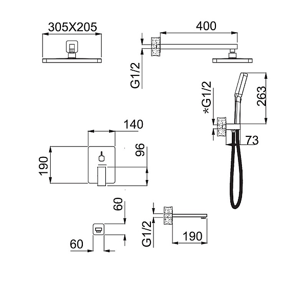 Вбудована душова система Haiba GAUDI 009 (INNER) (HB9595) - Фото - 3