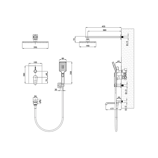 Вбудована душова система Mixxus Premium DALI 009 INNER BOX (MI6749) - Фото - 2