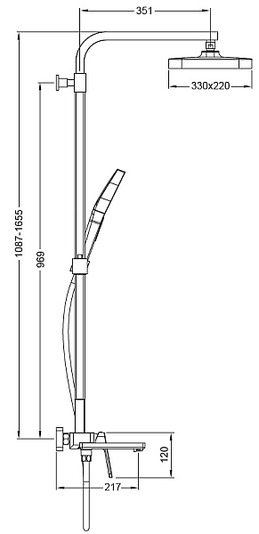Душова колона зі змішувачем Koer KB-56031-05, 3 функції (KR5439) - Фото - 3