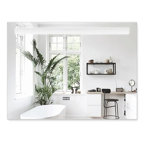 Дзеркало Mixxus STRONG MR05-100x60 з Led Touch, Anti-fog, димером, регулятором яскравості, годинником (MI6009)