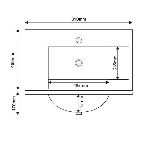 Раковина меблева Mixxus Premium CUBIC-1503 810х460х170mm з отвором під змішувач та переливом (MP6497) - Фото - 5