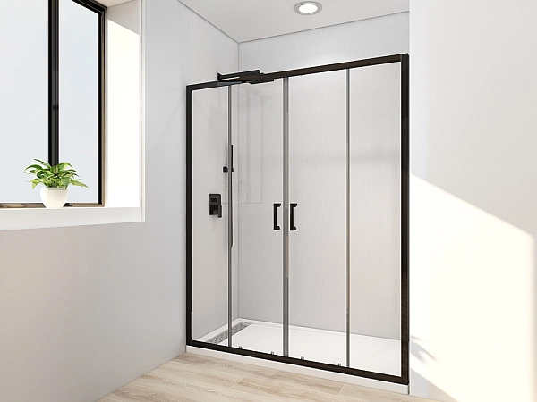 Двері в нішу Mixxus Premium DIVERSE SD01-160x185-TR Black прозоре скло 5мм (MI6879) - Фото - 5