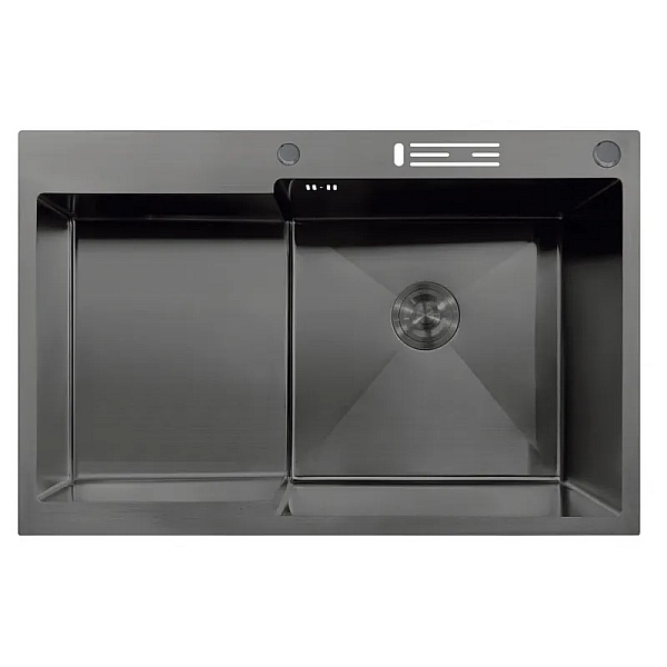 Мийка MIXXUS MH7849R-HK GRAPHITE (MH7849R-HK NANO-BLACK)(3.0/0.9) з нержавіючої сталі "глибоке крило", з підставкою під ножі (MX1938)