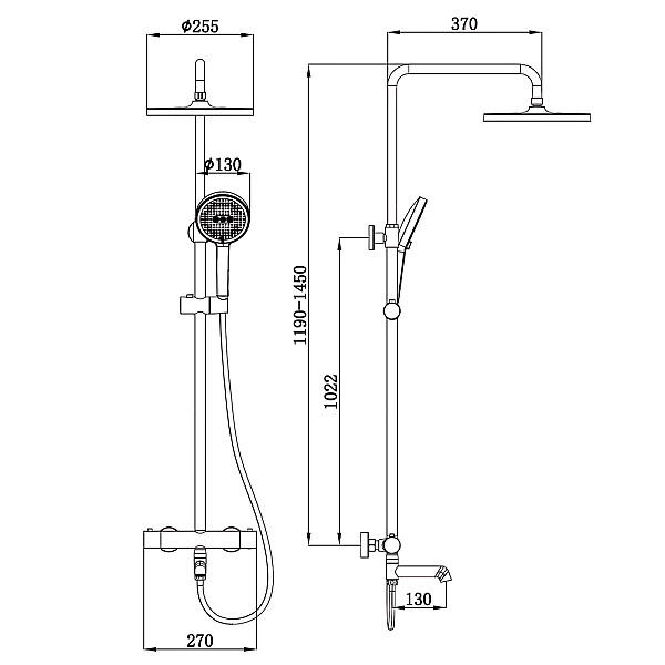 Душова колонна з термостатичним змішувачем Koer KB-57029-05 3 функції, колір чорний (KR5491) - Фото - 5