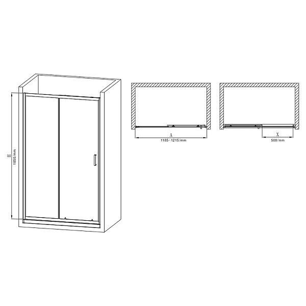 Двері в нішу Mixxus Premium DIVERSE SD01-120x185-TR Chrome прозоре скло 5мм (MI6873) - Фото - 3