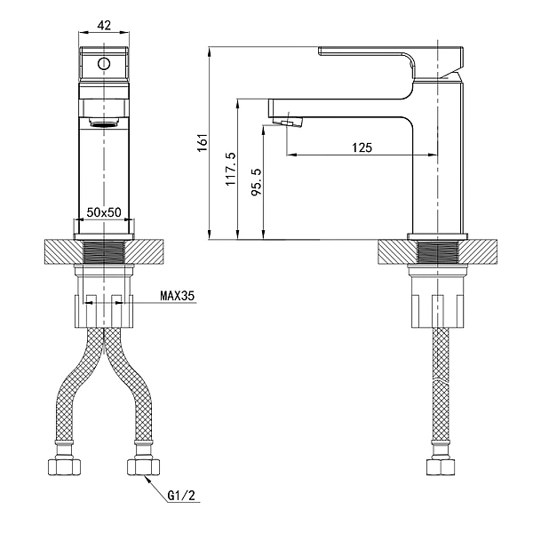 Змішувач для умивальника Mixxus Premium DANTE 001 NUT (MI6787) - Фото - 2