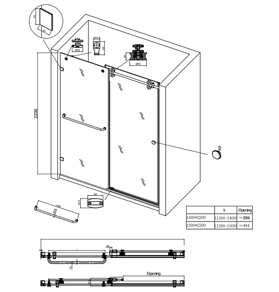 Двері в нішу Koer SR SD06-120x220-TR-01 прозоре скло Easy Clean 8мм, хром (KR5367) - Фото - 5