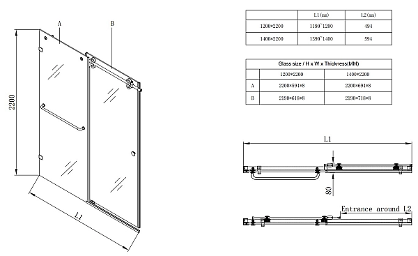 Двері в нішу Koer SR SD06-120x220-TR-01 прозоре скло Easy Clean 8мм, хром (KR5367) - Фото - 7