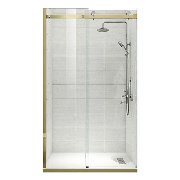 Двері в нішу Koer SR SD01-120x200-TR-12 прозоре скло Easy Clean 8мм, матове золото (KR5377)