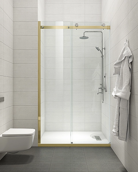 Двері в нішу Koer SR SD01-120x200-TR-12 прозоре скло Easy Clean 8мм, матове золото (KR5377) - Фото - 30