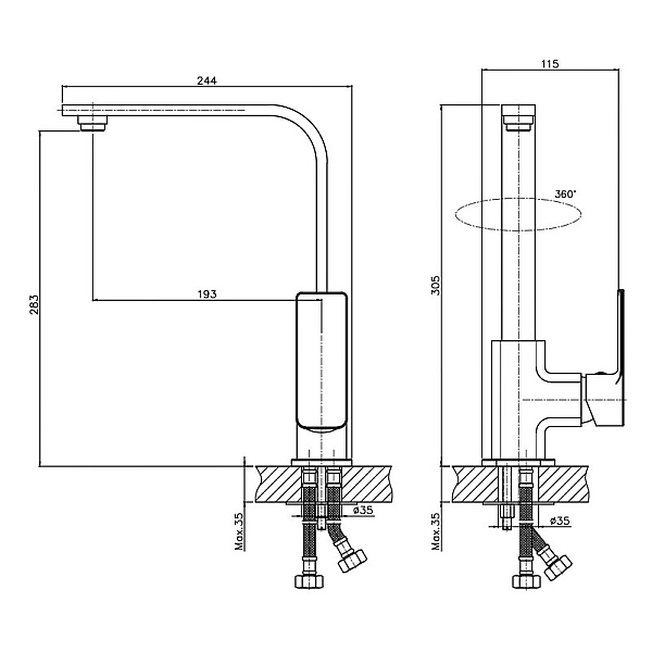 Змішувач для кухні Haiba Kubus 017 (HB0801) - Фото - 5