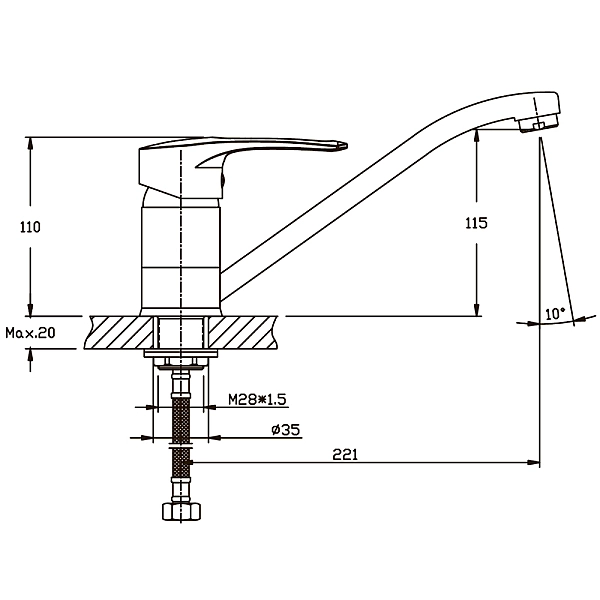 Змішувач для кухні Haiba Germes 555 (HB0142) - Фото - 2