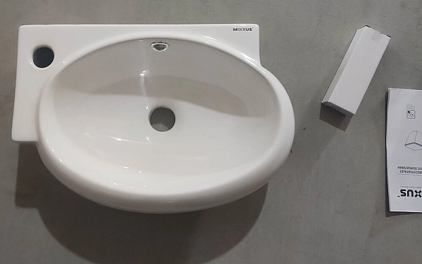 Раковина підвісна Mixxus Premium DIVERSE-1201-R 400х215х140mm з отвором під змішувач та переливом (MP6506) - Фото - 7