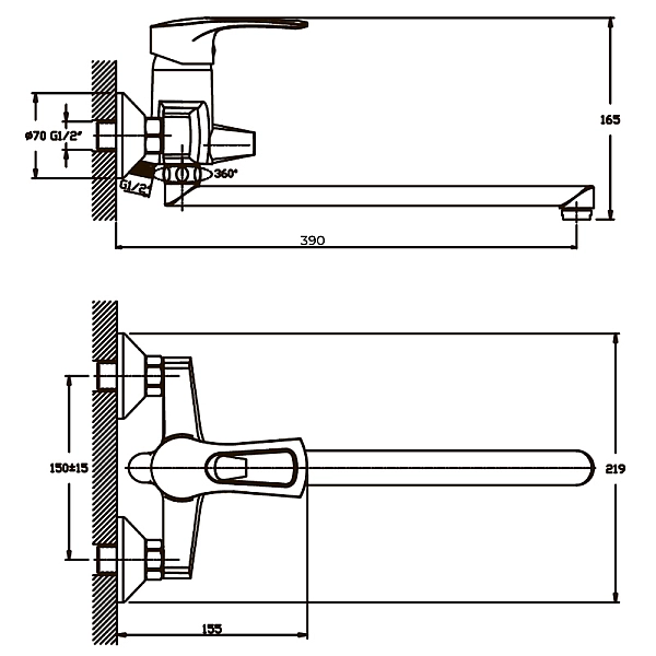 Змішувач для ванни Haiba Germes 006 (HB0140) - Фото - 2