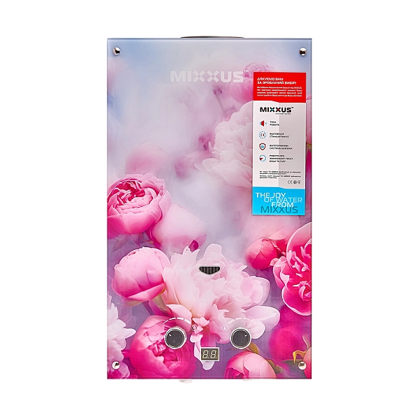 Газова колонка MIXXUS GWH-0410 BASIC GLASS димохідна 10 л/хв (панель зі скла з малюнком) (WH0025) - Фото - 6