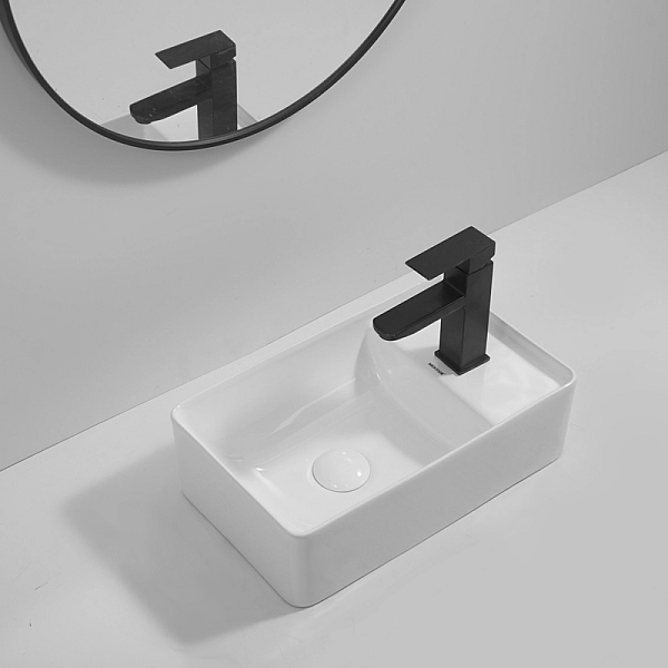 Раковина підвісна Mixxus Premium QUADRO-1201-L 430х265х135mm з отвором під змішувач та переливом (MP6505) - Фото - 4