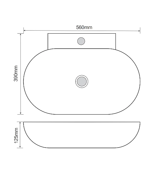 Раковина підвісна MIXXUS PREMIUM DIVERSE-0201 560х390х125mm з отвором під змішувач (MP6510) - Фото - 5
