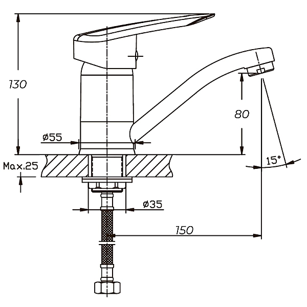 Змішувач для умивальника Haiba Disk 555 (вилив 15 см) (HB0058) - Фото - 2