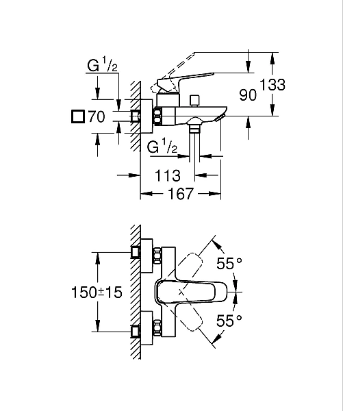 Одноважільний змішувач для ванни Grohe Cubeo (1018132430) - Фото - 3