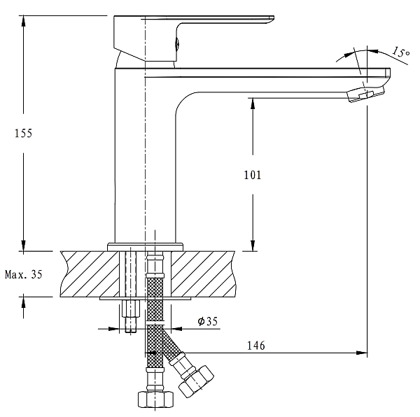 Змішувач для умивальника Haiba Alex 001 з подовженим виливом (HB0880) - Фото - 2