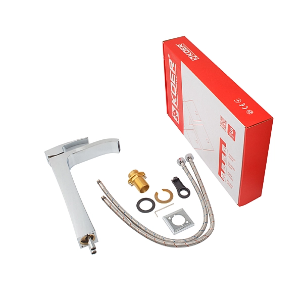 Змішувач для умивальника Koer KB-13007-01 високий (Колір хром) (KR3444) - Фото - 6