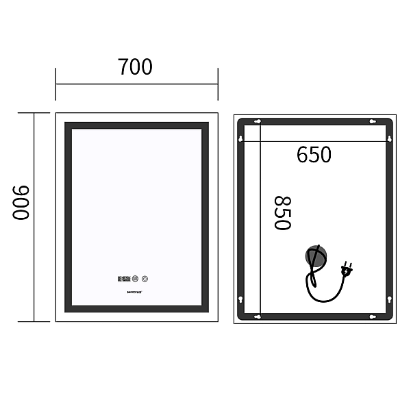 Дзеркало Mixxus Premium FLASH MR21-70x90 з Led Touch, Anti-fog, димером, регулятором яскравості, годинником (MP6618) - Фото - 8