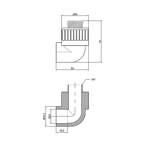 Уголок PPR Thermo Alliance 25х3/4" НР - Фото - 2