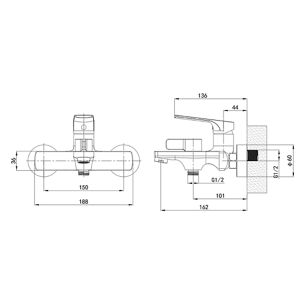 Змішувач для ванни Mixxus Premium MONE 009 EURO Graphite (MI6782) - Фото - 2