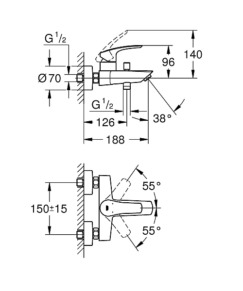 Змішувач для ванни Grohe Eurosmart New (33300003) - Фото - 3