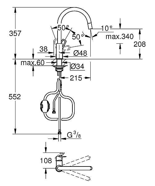 Одноважільний змішувач для кухні Grohe BauLoop New (30543000) - Фото - 7