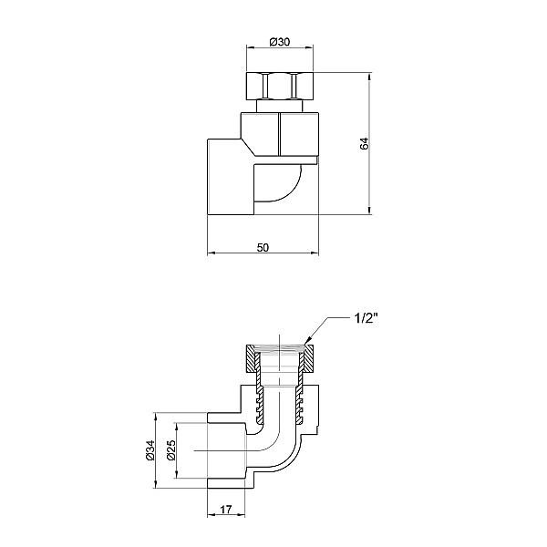 Кутик PPR Thermo Alliance з накидною гайкою 25х3/4" ВР - Фото - 2